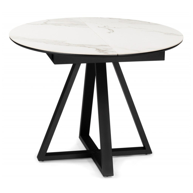 Керамические столы Нельсон 100(140)х100х76 alpine white / черный